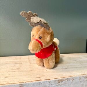 80s Vintage McDonalds/Coca Cola Plush Reindeer Holiday Ornament | Santa Claus